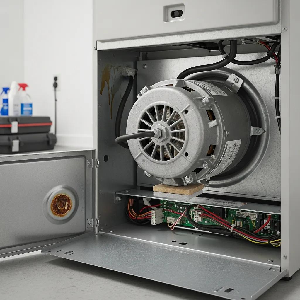 Expert Guide to Common Furnace Problems and Solutions 3 Close-up of furnace components that can cause noises — highlights maintenance and inspection