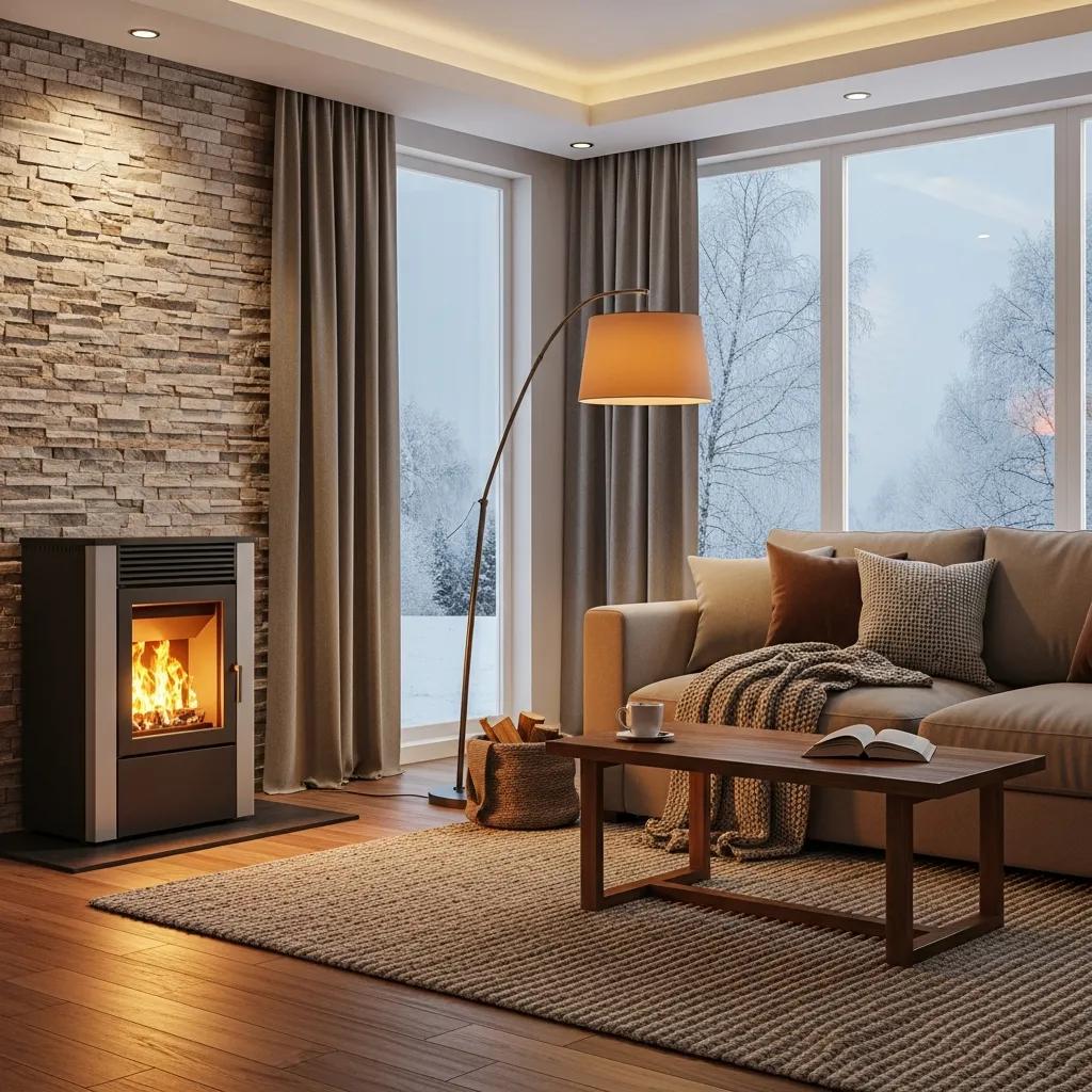 Modern gas furnace quietly heating a comfortable living room